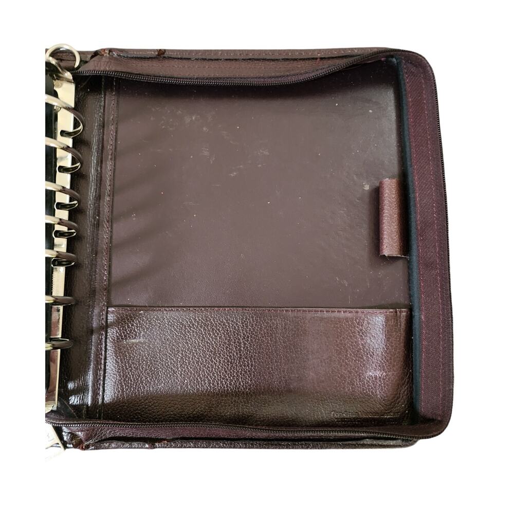 Vintage Franklin Day Timer Genuine Leather 7-Ring Classic Planner Zipper Closure - Picture 9 of 10